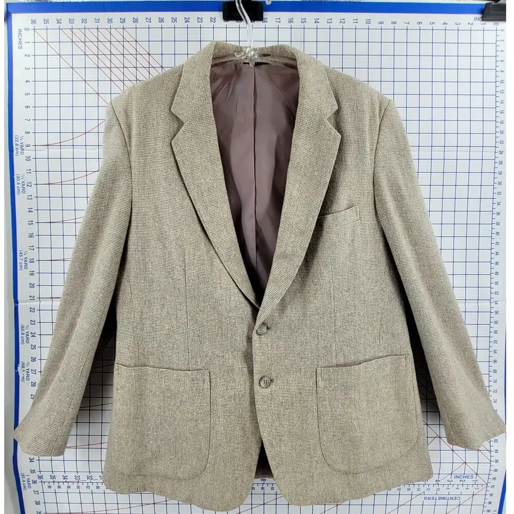 Beige Tweed Linen Blend Men’s Blazer Barrage Classic Double Vent Tailoring‎